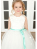 Ivory 3D Flowers Lace Tulle Flower Girl Dress